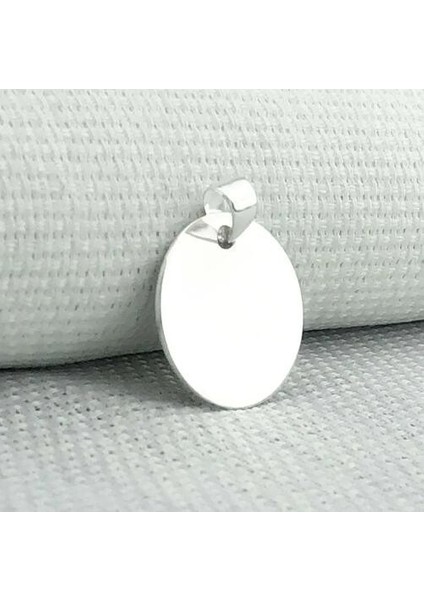 Plaka Yuvarlak Parlak Küçük Boy 925 Ayar Gümüş Erkek Kolye Ucu