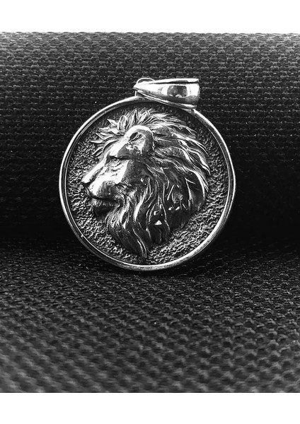 Aslan Motifli 925 Ayar Gümüş Erkek Kolye Ucu