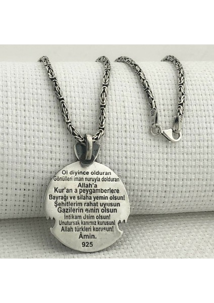 Kral Zincirli Göktürkçe Türk Yazılı Bozkurt 925 Ayar Gümüş Erkek Kolye