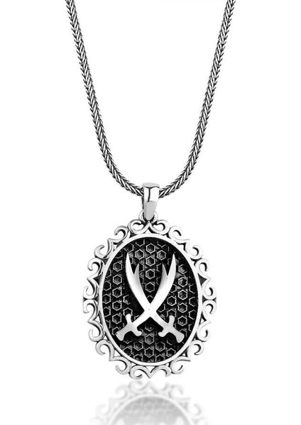 Zülfikar Figürlü Dualı 925 Ayar Gümüş Erkek Kolye Ucu