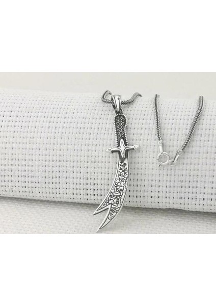 Zülfikar Figürlü Dualı 925 Ayar Gümüş Erkek Kolye Ucu
