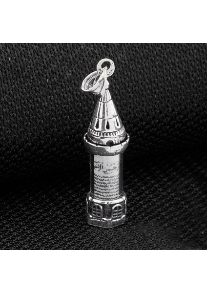 Minare Tasarımlı Kabi Cevşen Muska Dualı 925 Ayar Gümüş Erkek Kolye Ucu