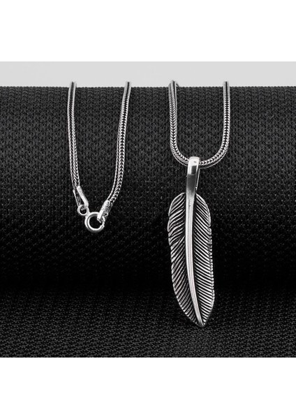 Yaprak Desenli 925 Ayar Gümüş Erkek Kolye