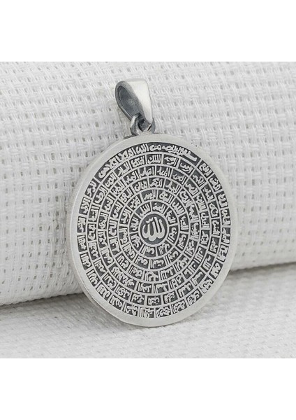 Esmaul Husna Dualı Büyük Boy 925 Ayar Gümüş Erkek Kolye Ucu