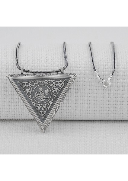 Osmanlı Tugra Cevşeni Kebir Dualı Orta Boy 925 Ayar Gümüş Erkek Kolye