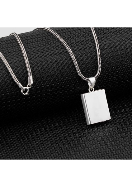 Açılabilir Cevşen Muskalık Kare 925 Ayar Gümüş Erkek Kolye