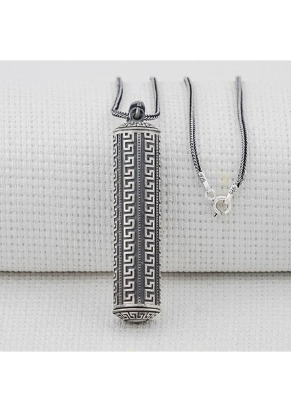 Silindir Cevşeni Kebir Dualı 925 Ayar Gümüş Erkek Kolye