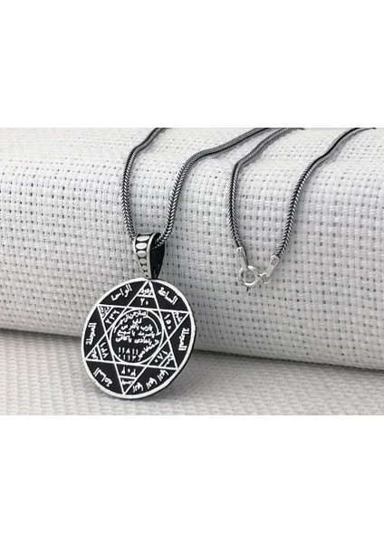 Hz Süleyman Mührü 925 Ayar Gümüş Erkek Kolye