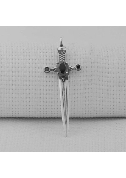 Zirkon Taşlı Şovalye 925 Ayar Gümüş Erkek Kolye