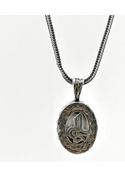 Tuğra Tasarımlı Dualı 925 Ayar Gümüş Erkek Kolye