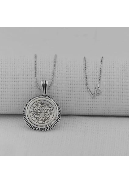Hz Süleyman Mührü 925 Ayar Gümüş Erkek Kolye
