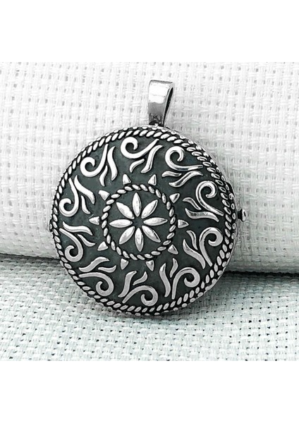 Yuvarlak Cevşen Muska Kabi 925 Ayar Gümüş Erkek Kolye Ucu