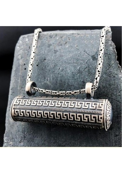 Büyük Boy Kral Zincir Cevşeni Kebir Dualı 925 Ayar Gümüş Erkek Kolye