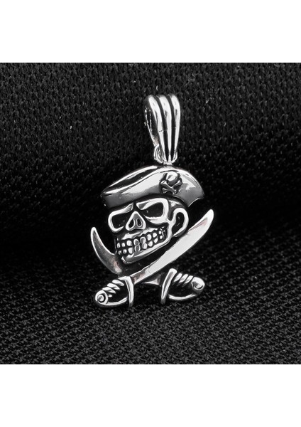 Kuru Kafa Tasarımlı Deri Ipli 925 Ayar Gümüş Erkek Kolye Ucu