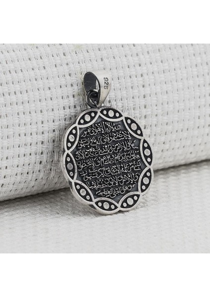 Ayetel Kursi Dualı Yazılı 925 Ayar Gümüş Erkek Kolye Ucu