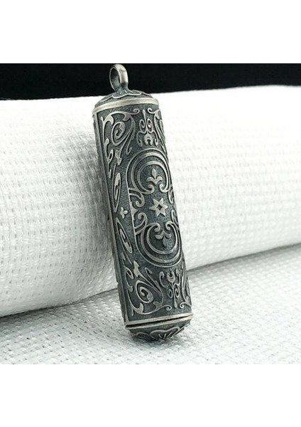 Silindir Cevşeni Kebir Dualı 925 Ayar Gümüş Erkek Kolye Ucu