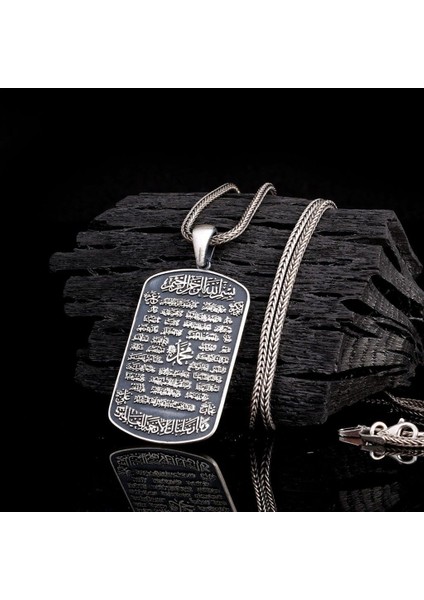 Hilye Şerif Yazılı I Serif Yazılı 925 Ayar Gümüş Erkek Kolye