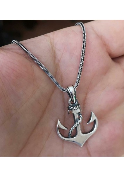 Denizci Çapa 925 Ayar Gümüş Erkek Kolye