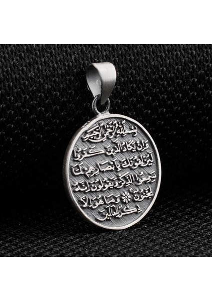 Ayetel Kürsi ve Nazar Dualı 925 Ayar Gümüş Erkek Kolye Ucu