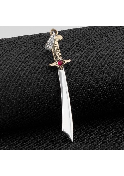 Kırmızı Zirkon Taşlı Mogon Parlak 925 Ayar Gümüş Erkek Kolye Ucu