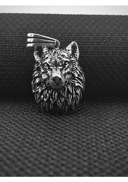 Kurt Kafası 925 Ayar Gümüş Erkek Kolye Ucu