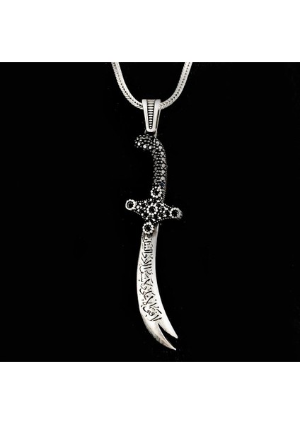 Zulfikar La Feta Illa Ali La Seyfe Iila Zulfikar 925 Ayar Gümüş Erkek Kolye