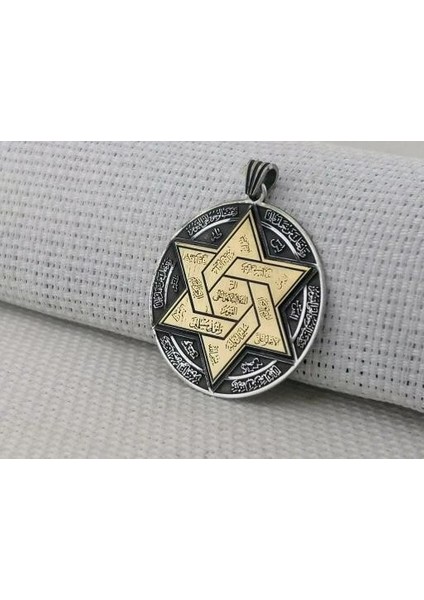 Süleyman Mührü Büyük Boy 925 Ayar Gümüş Erkek Kolye Ucu