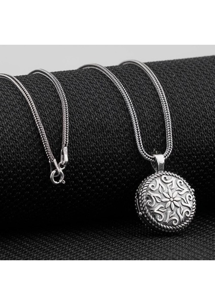 Çift Taraflı Açılabilir Cevşen 925 Ayar Gümüş Erkek Kolye