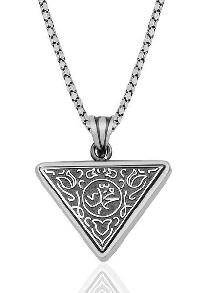 Muhammet Çevşen Dualı Üçgen Erkek 925 Ayar Gümüş Kolye