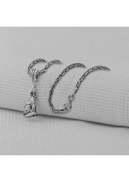 Uluyan Kurt Tasarımı 925 Ayar Gümüş Erkek Kolye