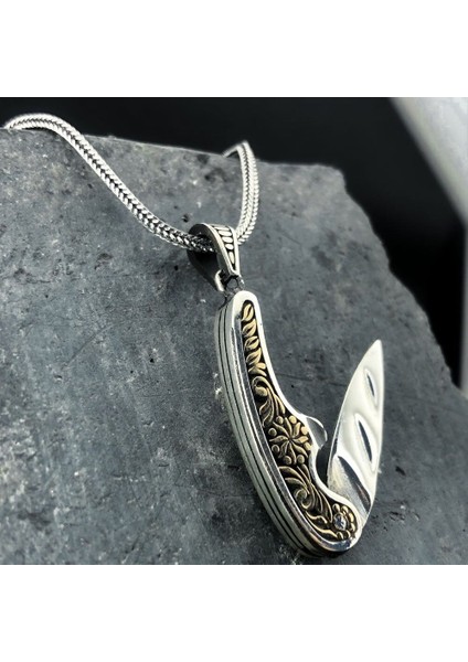 Bıcak 925 Ayar Gümüş Erkek Kolye