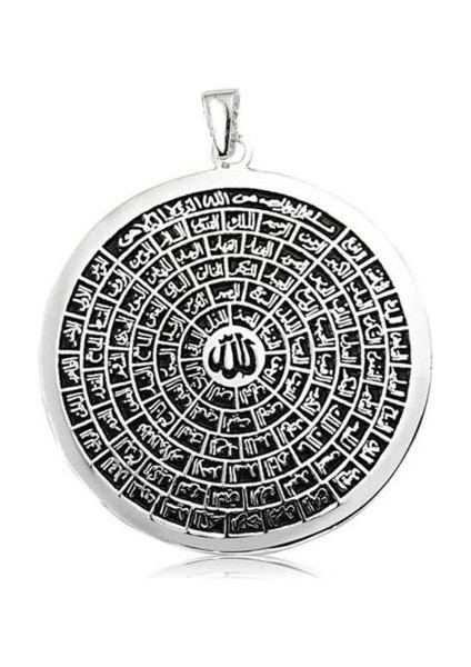 Esmaul Husna Dualı Büyük Boy 925 Ayar Gümüş Erkek Kolye Ucu