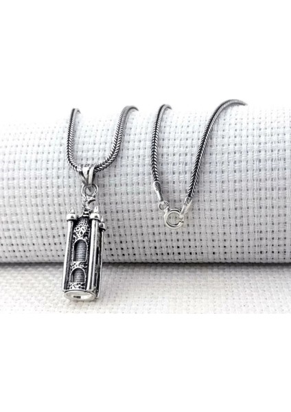 Minare Tasarımlı Cevşen Kebir Dualı 925 Ayar Gümüş Erkek Kolye
