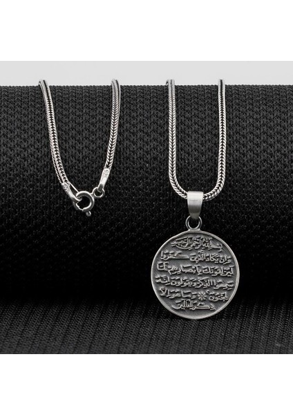 Nazar Dualı Ayetel Kürsi ve 925 Ayar Gümüş Erkek Kolye