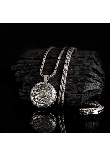 Muska Kabi Hz Süleyman Mührü 925 Ayar Gümüş Erkek Kolye