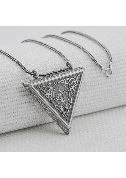Osmanlı Tugralı Cevşeni Kebir Dualı 925 Ayar Gümüş Erkek Kolye
