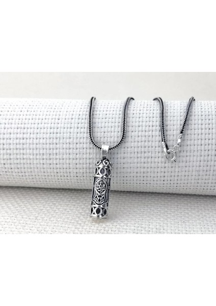 Nali Şerif Motifli Cevşen Kebir Dualı Muska 925 Ayar Kalın Zincirli Gümüş Erkek Kolye