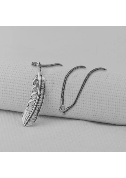 Kuş Tüyü 925 Ayar Gümüş Erkek Kolye Ucu