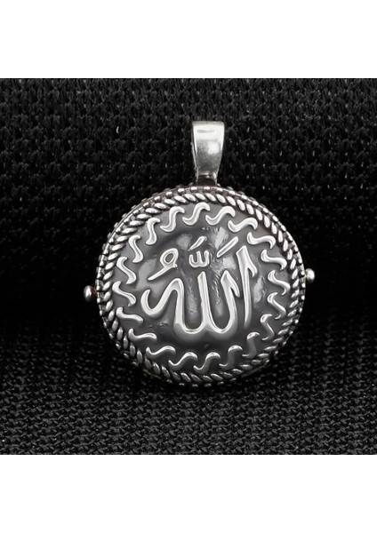 Allah Yazılı Çift Taraflı Açılabilir Cevşen 925 Ayar Gümüş Erkek Kolye Ucu