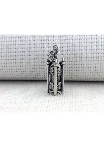 Minare Tasarımlı Cevşen Kebir Dualı 925 Ayar Gümüş Erkek Kolye