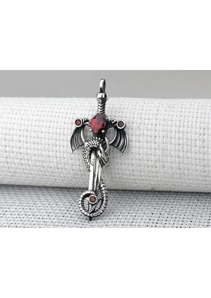 Ejderha Şovalye Model Zirkon Taşlı 925 Ayar Gümüş Erkek Kolye Ucu