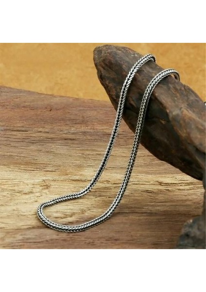 Tilki Kuyrugu Zincir 925 Ayar Gümüş Erkek Kolye