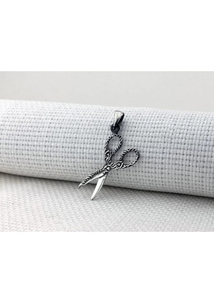 Makas Tasarımlı 925 Ayar Gümüş Erkek Kolye Ucu