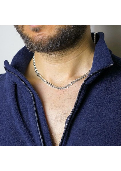 Zincir 3 mm 925 Ayar Gümüş Erkek Kolye