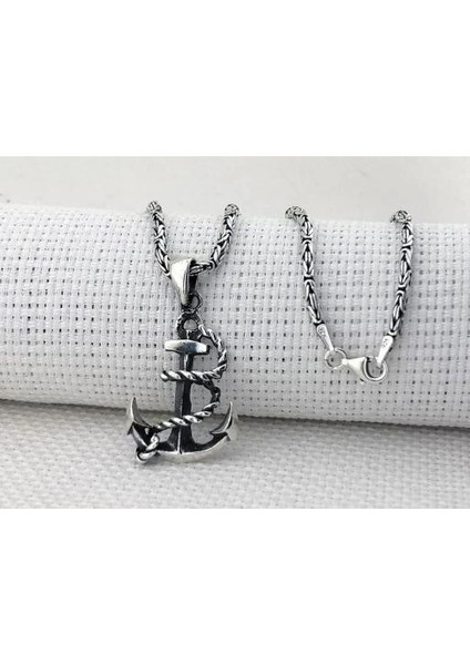 Denizci Çapa 925 Ayar Gümüş Erkek Kolye