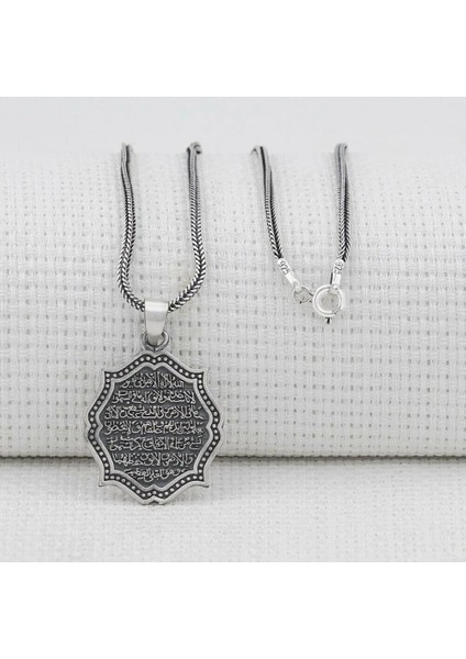 Ayetel Kursi 925 Ayar Gümüş Erkek Kolye