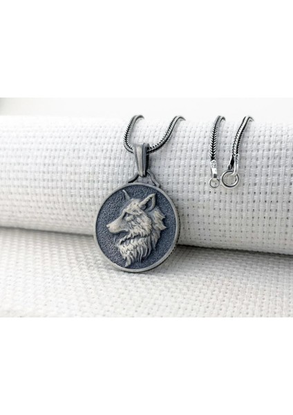 Kurt Kafası 925 Ayar Gümüş Erkek Kolye Ucu