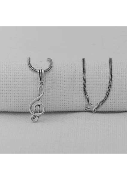 Nota Tasarımlı 925 Ayar Gümüş Erkek Kolye