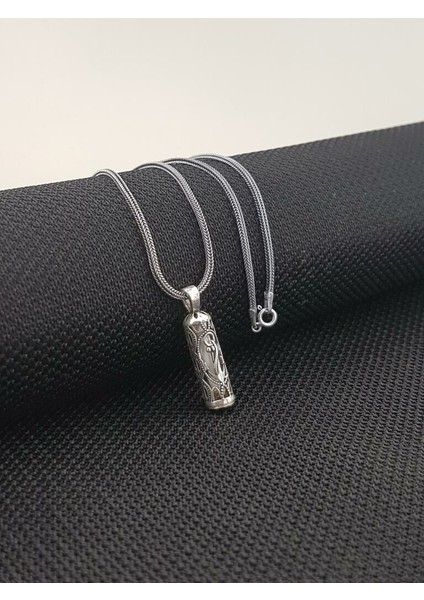 Çapa Tasarımlı Cevşeni Kebir Dualı Yazılı 925 Ayar Gümüş Erkek Kolye