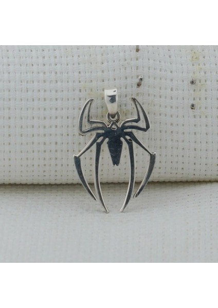 Örümcek Tasarımlı 925 Ayar Gümüş Erkek Kolye Ucu